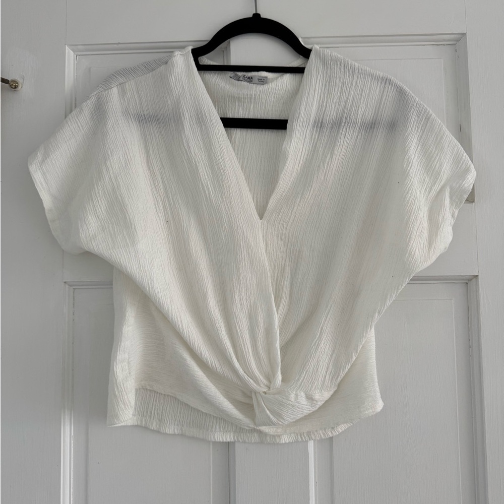 Zara white Textured Women's Blouse